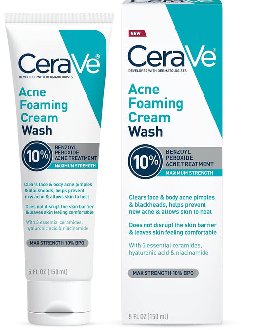 CeraVe_Acne_Foaming_Cream_Wash,_Gentle_Face_and_Body_Cleanser_with_Benzoyl_Peroxide_10%,_Hyaluronic_Acid,_and_Niacinamide,_10%_Benzoyl_Peroxide_Treatment_Clears_Pimples_and_Blackheads_5_Oz