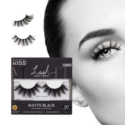 KISS_Matte_Black,_False_Eyelashes,_'Matte_Velvet',_16mm,_Includes_1_Pair_Of_Lash,_Easy_to_Apply,_Reusable_Lash_Clusters