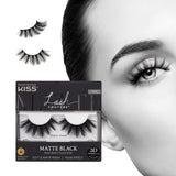 KISS Matte Black, False Eyelashes, 16mm, Includes 1 Pair Of Lash, Easy to Apply, Reusable Lash Clusters