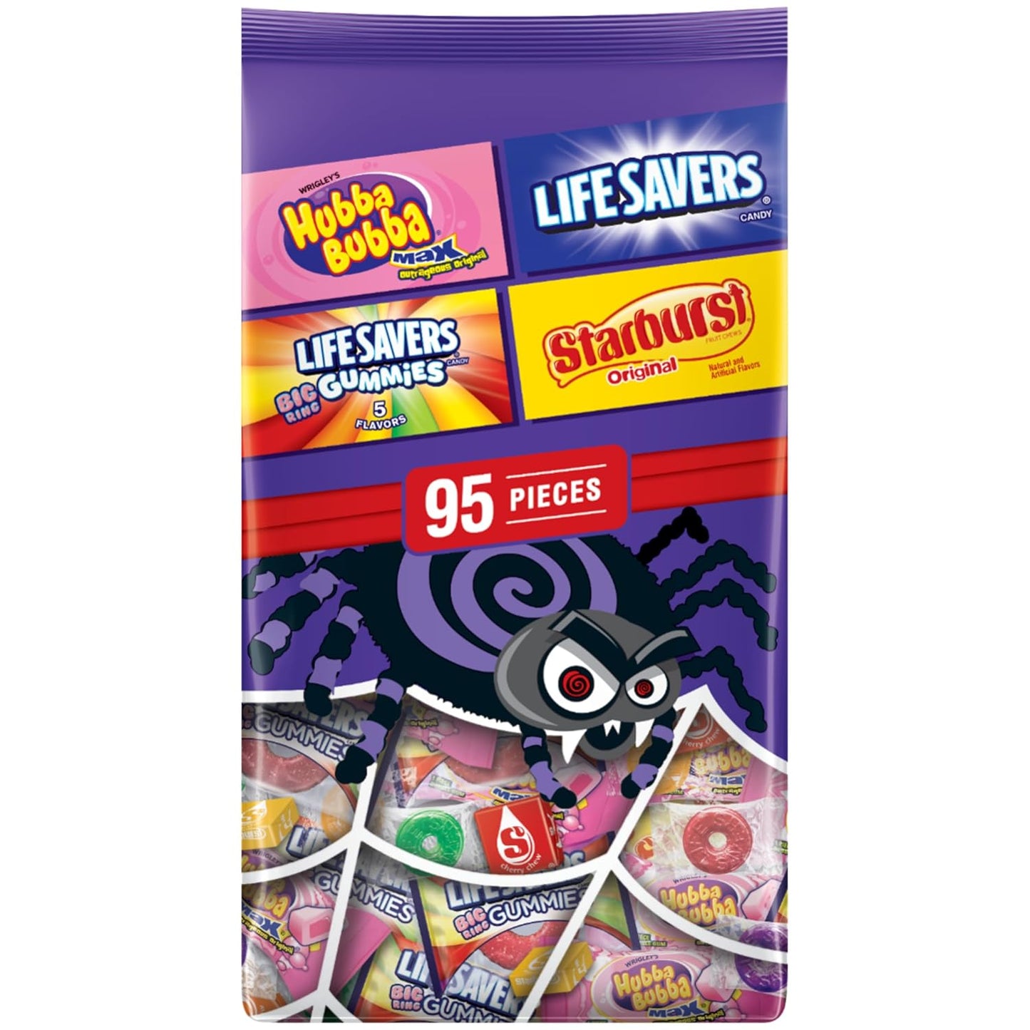 SKITTLES Original, SKITTLE Wild Berry & STARBURST Original and STARBURST FaveRed Fruity Halloween Chewy Candy Fun Size