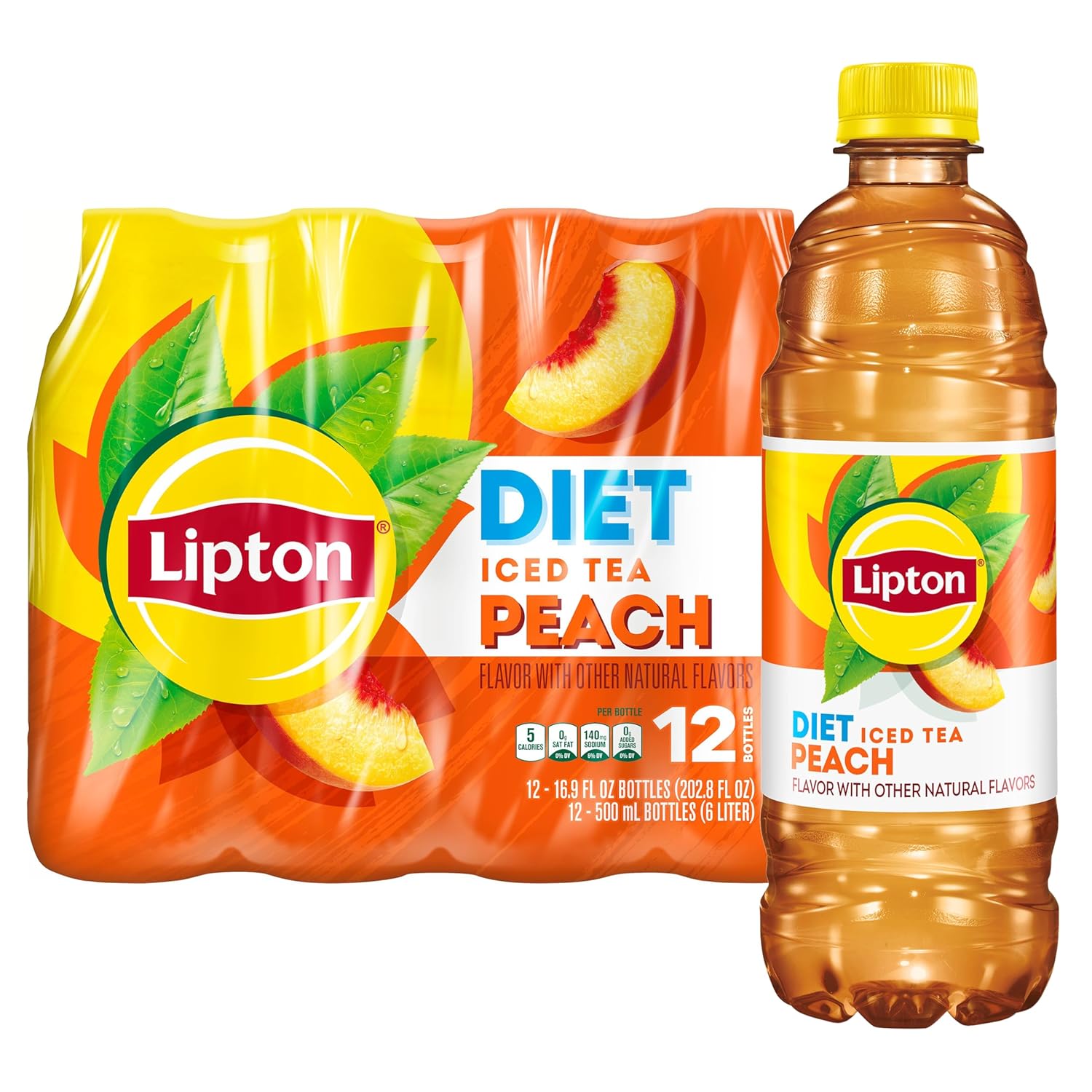 Lipton_Diet_Peach_Iced_Tea,_16.9_Fl_Oz_Bottles_(Pack_of_12)