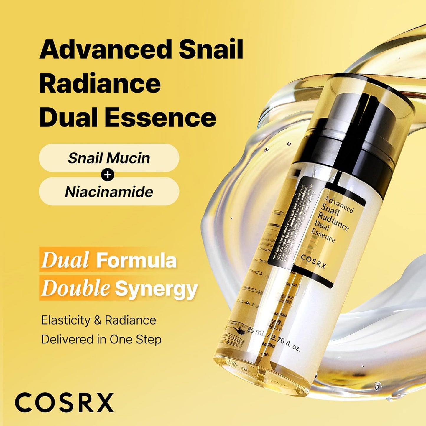 COSRX_Snail_Mucin_74%_+_Niacinamide_5%_Dual_Essence,_Anti_Aging_Face_Serum_for_Dull_Skin,_Sensitive_Skin,_Korean_Skin_Care,_2.70_fl.oz_/_80ml