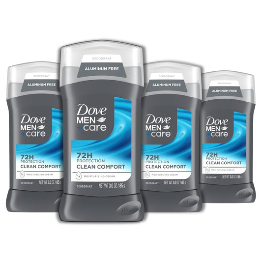 DOVE_MEN_+_CARE_Deodorant_Stick_for_Men_Clean_Comfort_4_Count_Aluminum_Free_72-Hour_Odor_Protection_Mens_Deodorant_with_1/4_Moisturizing_Cream_3_oz_(Pack_of_4)