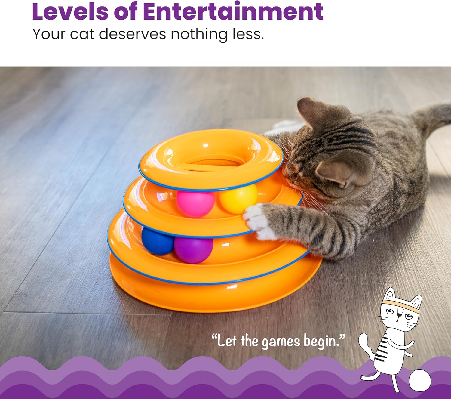 Catstages_Tower_of_Tracks_Cat_Toy_–_3-Level_Track_Tower_with_6_Balls,_Interactive_Cat_Toy_for_Indoor_Enrichment