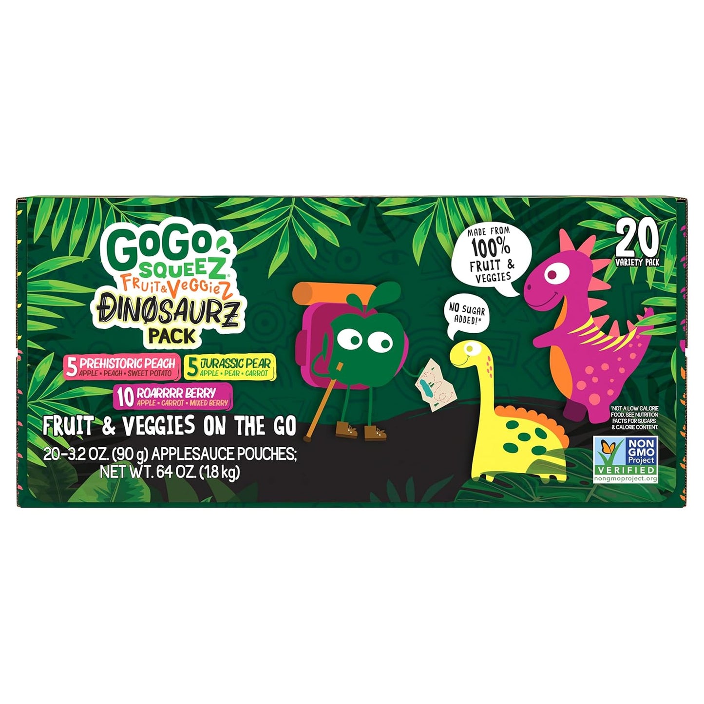 GoGo_squeeZ_Fruit_&_veggieZ_Applesauce_and_Puree_Variety_Pack,_Jurassic_Pear,_Roarrrr_Berry_&_Prehistoric_Peach,_3.2_oz_(Pack_of_20),_Unsweetened_Snacks_for_Kids,_BPA_Free_Pouches
