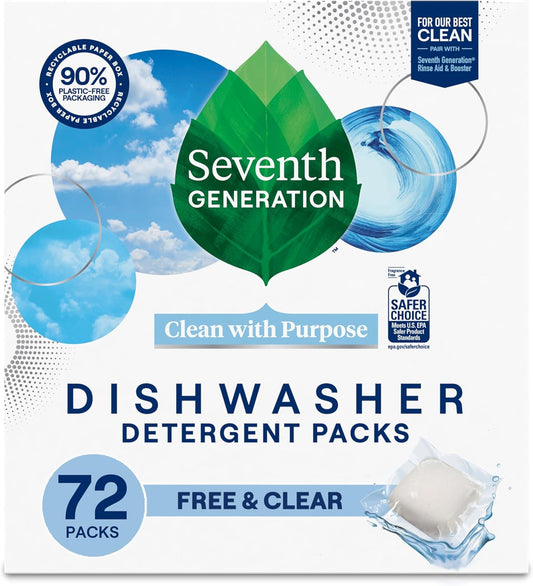 Seventh_Generation_Dishwasher_Detergent_Packs,_Free_&_Clear,_72_Count,_Pack_of_1,_Plant_Powered_Cleaning,_Fights_Greasy_Reside_&_Stuck-On_Food_For_Sparkling_Dishes,_Fragrance-Free_&_Septic_Safe