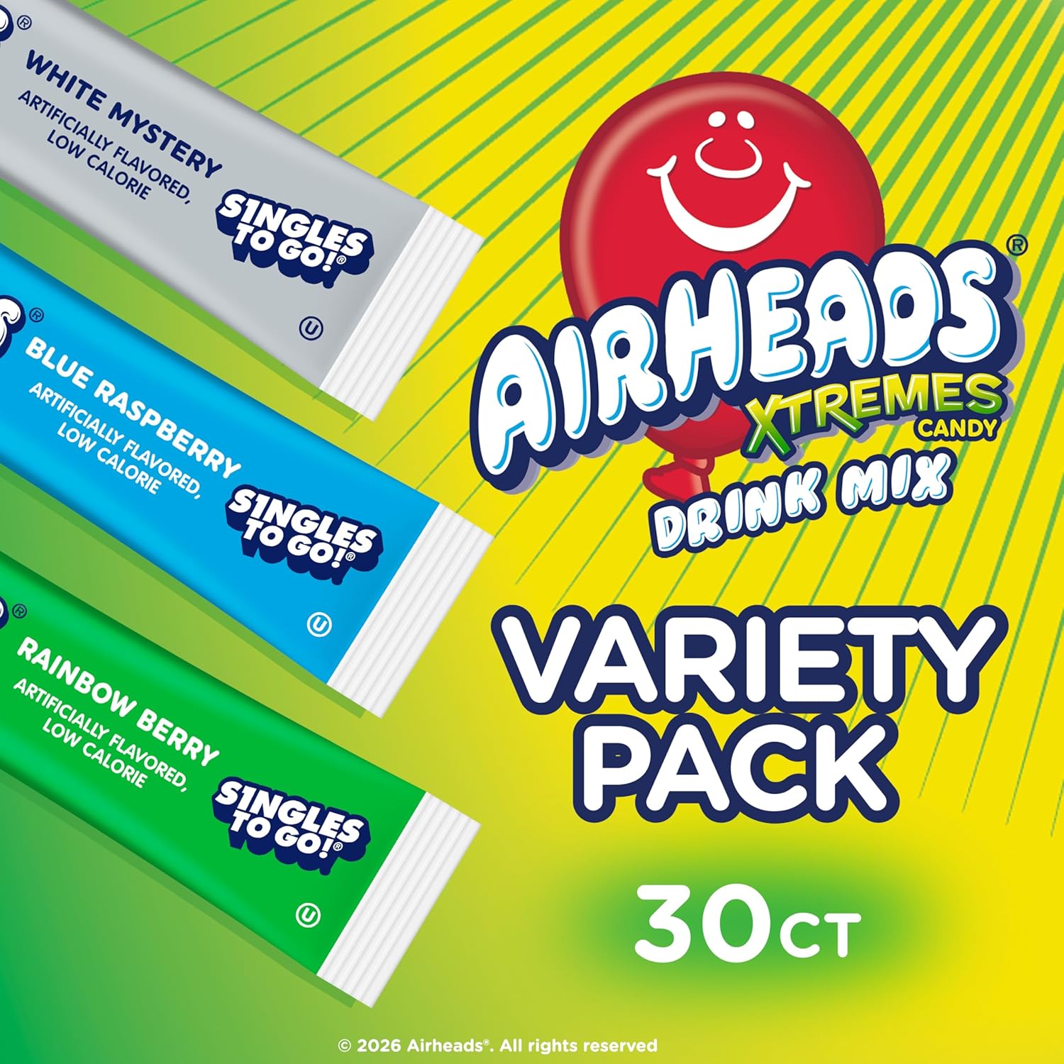 Airheads_Xtreme_Singles_To_Go!_Drink_Mix_30ct_Variety_Pack,_Zero_Sugar,_Low_Calorie,_Sweet_&_Sour_Powder_Drink_Mix_Packets,_Blue_Raspberry,_Rainbow_Berry,_White_Mystery,_30_Count