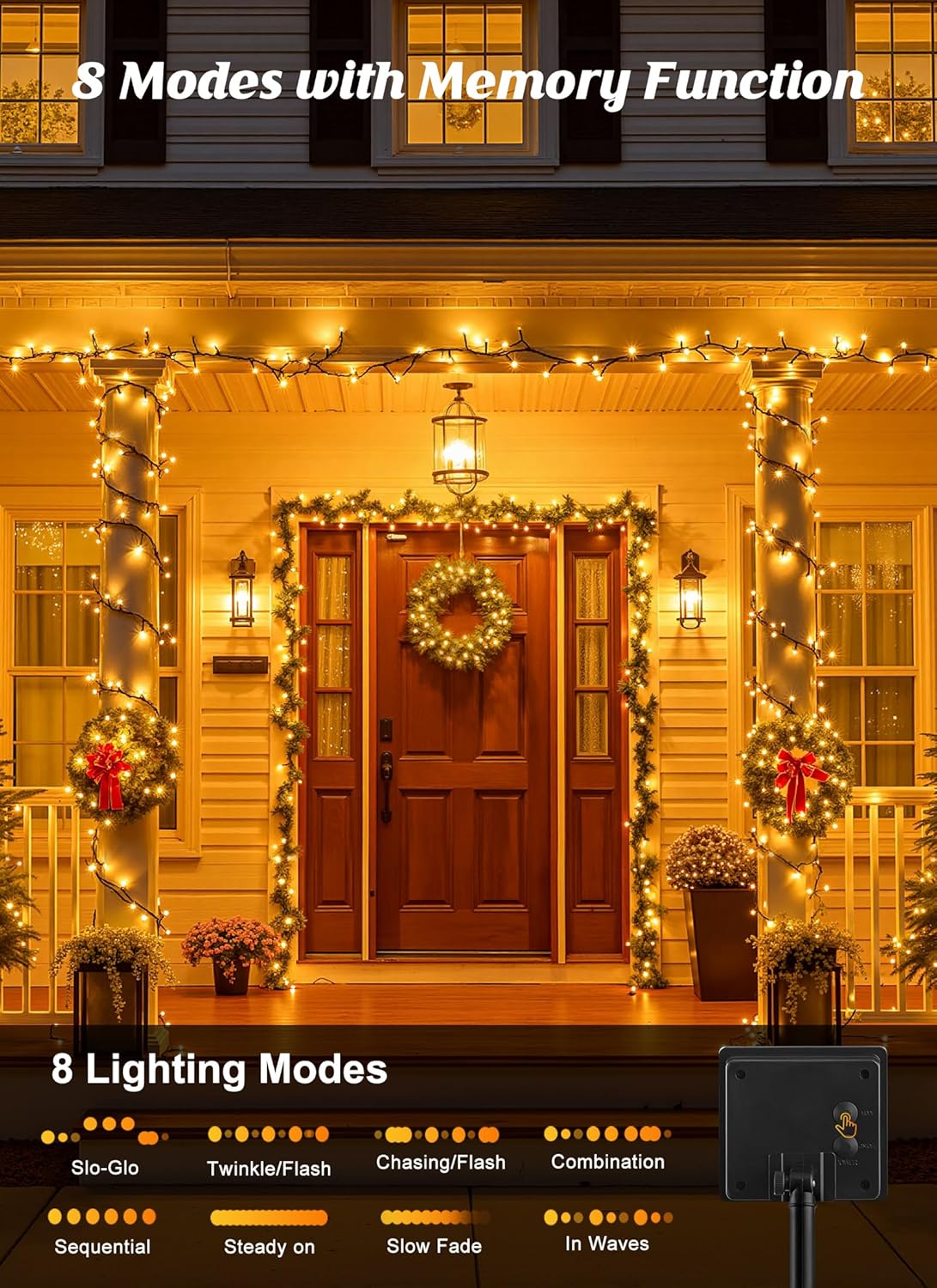 Brightown_2_Pack_Solar_Christmas_String_Lights_Outdoor,_Total_144Ft_400_LED_Twinkle_Fairy_Lights_Waterproof_with_8_Modes_Auto_On/Off_for_Patio_Tree_Garden_Party_Home_Wedding_Decorations_(Warm_White)
