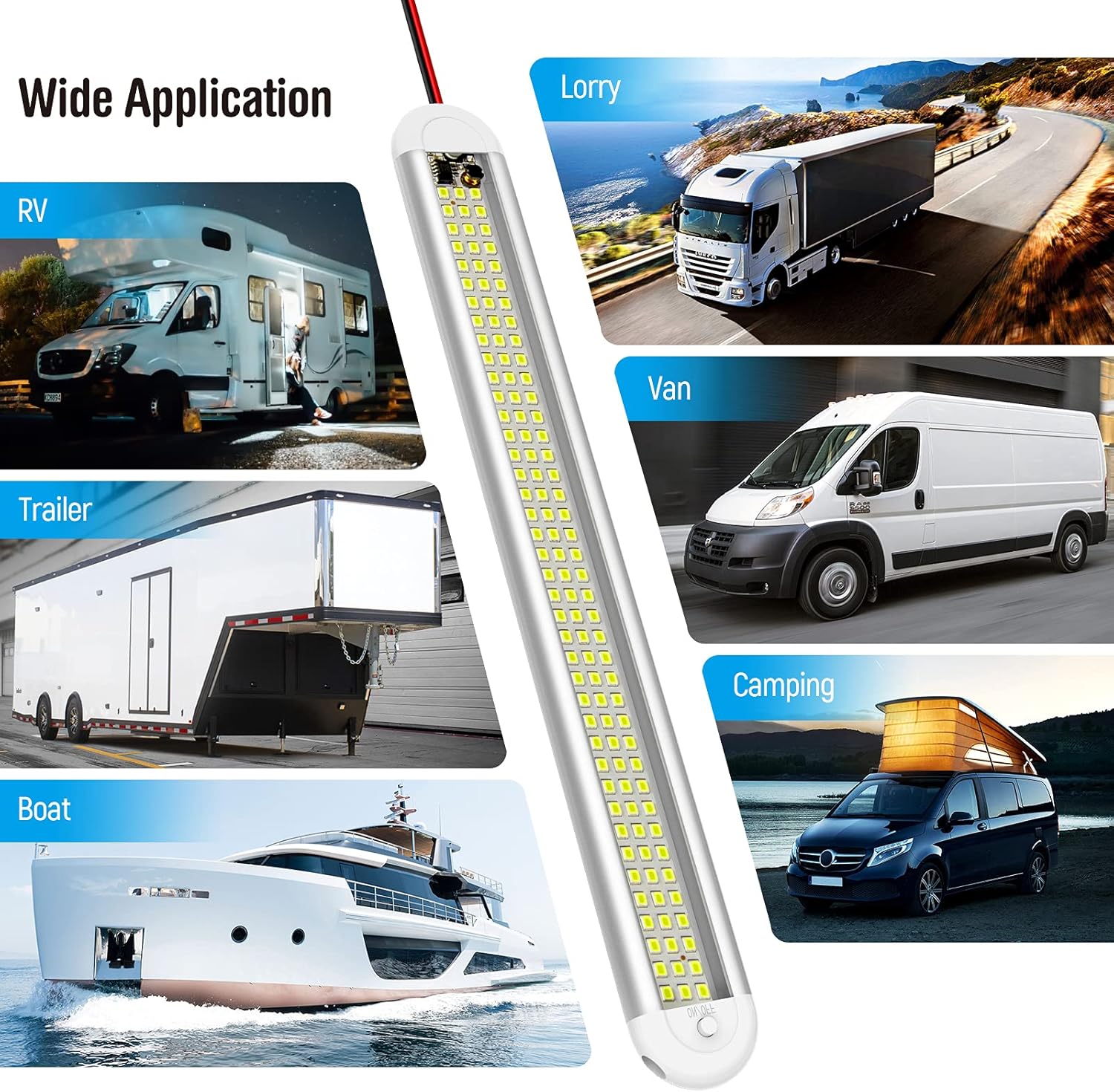 12v_LED_Interior_Light_Bar，CT_CAPETRONIX_120LEDs_1500LM_8W_DC_12_Volt_led_Strip_Lights_with_ON/Off_Switch，for_Enclosed_Cargo_Trailer,_Car_RV_Van_Truck_Lorry_Camper_Boat_Caravan_Motorhome_(4Pack)