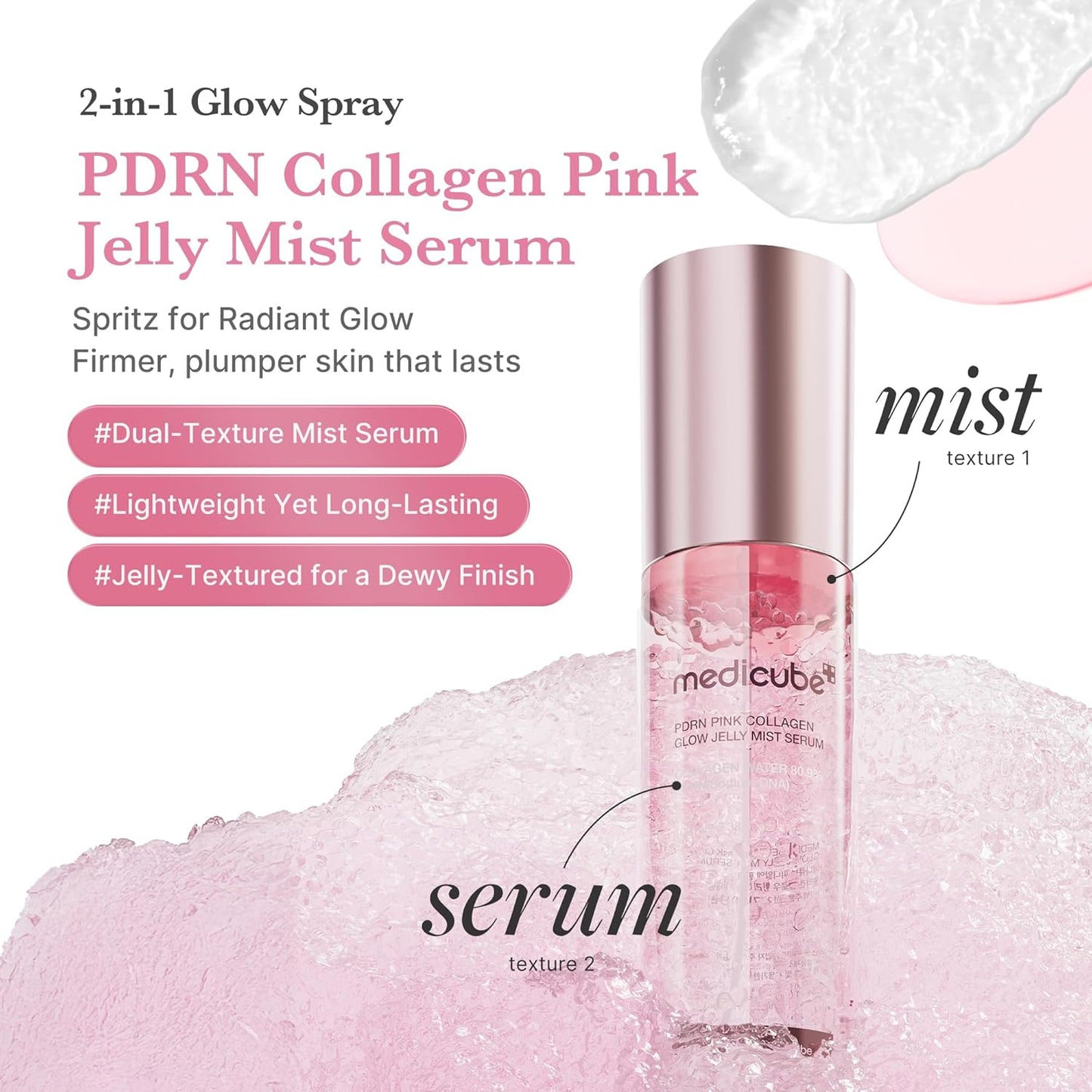 medicube_Jelly_Mist_Serum_with_Pink_PDRN_Collagen_|_Dual-Texture_Glow_Spray_with_Niacinamide,_Glutathione,_Ceramide,_Hyaluronic_Acid_|_for_Hydration,_Radiance,_Plump-Looking_Skin_|_3.38_fl.oz