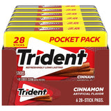 Trident Cinnamon Sugar Free Chewing Gum, 6 Pocket Packs of 28 Pieces (168 Total Pieces)