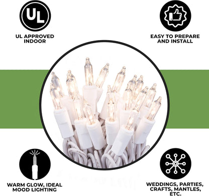 612_Vermont_Clear_35_Count_Christmas_String_Lights_on_White_Wire_Cord,_UL_Approved_for_Indoor_Use_Only,_Total_Length_7.5_Foot,_Lighted_Length_6.1_Foot