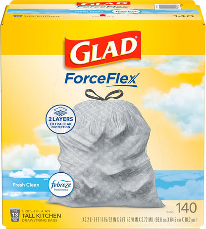 Glad_ForceFlex_Tall_Kitchen_Trash_Bags,_13_Gallon,_Fresh_Clean,_140_Count_(Package_May_Vary)