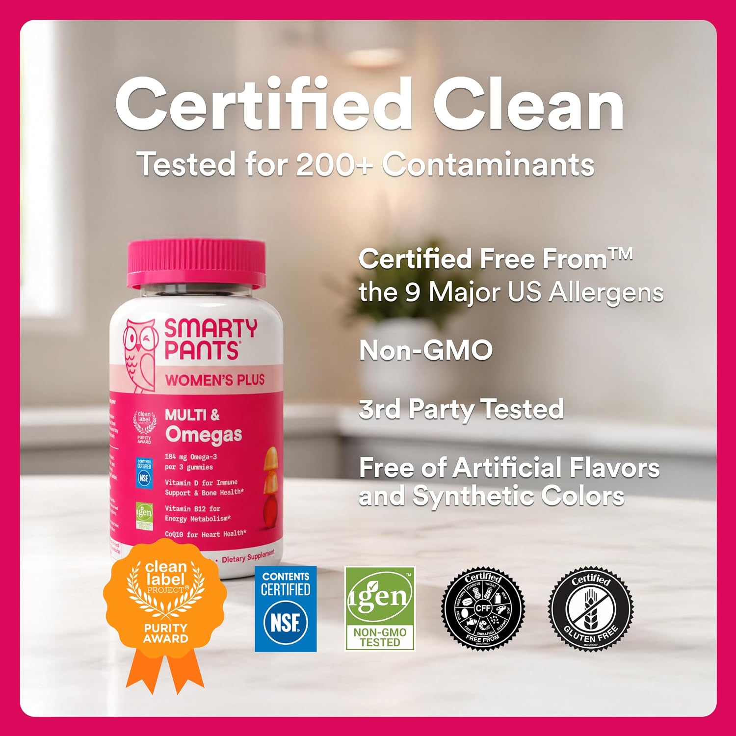 SmartyPants_Women's_Multivitamin_Gummies,_Omega_3_DHA/EPA,_Methylfolate,_CoQ10,_Vitamin_D3,_C,_B12,_B6,_A,_K,_Zinc,_Three_Fruit_Flavors,_90_Count_(30_Day_Supply)