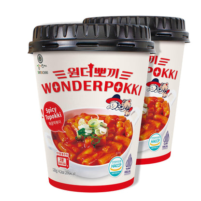Wonderpokki Instant Tteokbokki Cup - Korean Rice Cake, Spicy &amp;amp; Sweet Flavor (Pack of 2) - Deliciously Authentic, Quick and Easy Korean Tteokbokki (Spicy &amp;amp; Sweet)