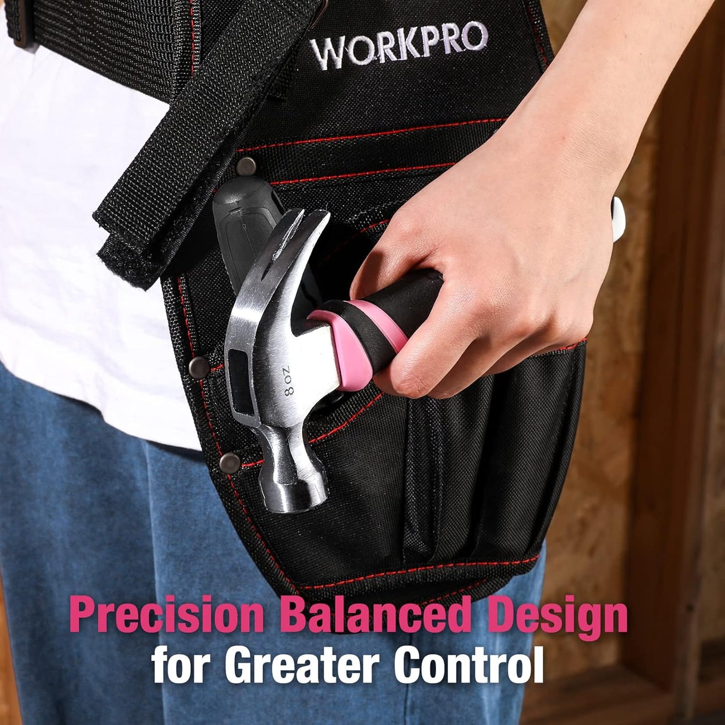 WORKPRO_8_oz_Claw_Hammer_with_Fiberglass_Handle,_All_Purpose_Hammer_with_Forged_Hardened_Steel_Head,_Pink_Ribbon