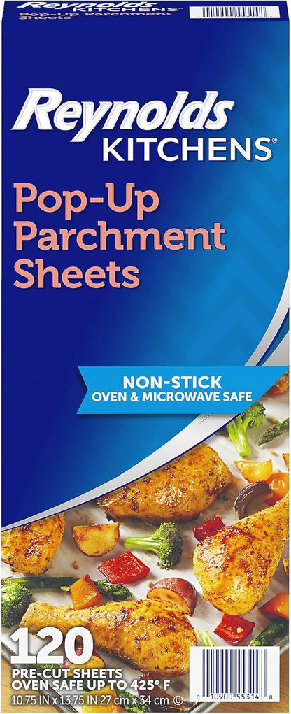 Reynolds_Kitchens_Pop-Up_Parchment_Paper_Sheets,_10.7x13.75_Inch,_120_Sheets