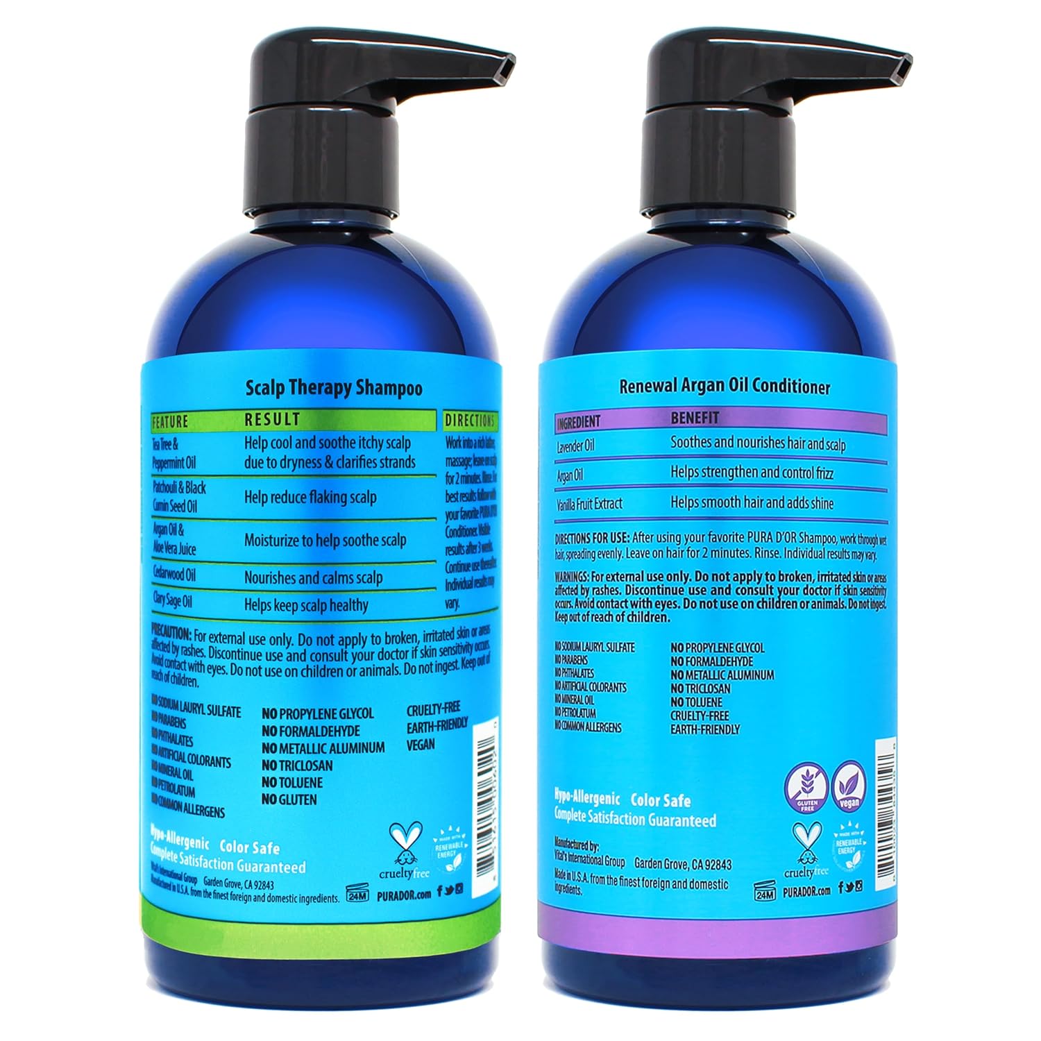 PURA_D'OR_Scalp_Therapy_Shampoo_&_Conditioner_Set_(16oz_x_2)_Dry,_Itchy_Scalp-Hydrates_&_Nourishes_Hair_w/Tea_Tree,_Peppermint,_Argan_Oil_&_Biotin,_All_Hair_Type,_Men_Women_(Packaging_Varies)