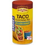 Old El Paso Taco Seasoning, 25% Less Sodium, Large Size, 6.25 oz