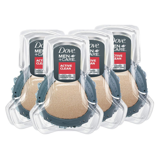 DOVE_MEN_+_CARE_Shower_Tool_4_Count_For_Stronger,_Healthy-Feeling_Skin_Active_Clean_Scrubs_and_Exfoliates_for_a_Deeper_Clean_With_Body_Wash