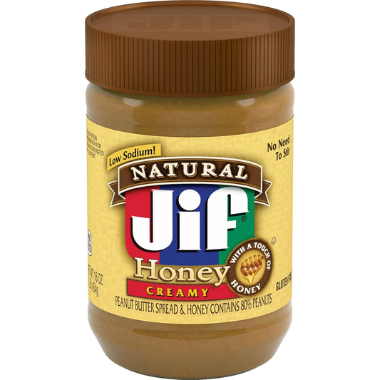 Jif_Natural_Creamy_Peanut_Butter_Spread_and_Honey_–_Contains_80%_Peanuts,_16_Ounces