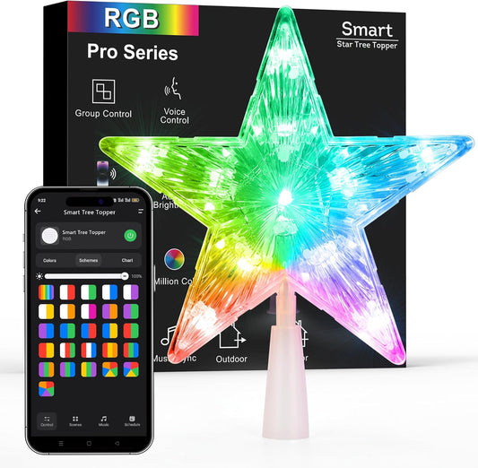 Brizled_Smart_Christmas_Tree_Topper,_7.5"_11_LED_Lighted_Star_Tree_Topper,_WiFi_Voice_Control_Xmas_Star,_App_Controlled_RGB_Color_Changing_Xmas_Treetop_Works_with_Alexa_&_Google_Home_for_Holiday_Tree