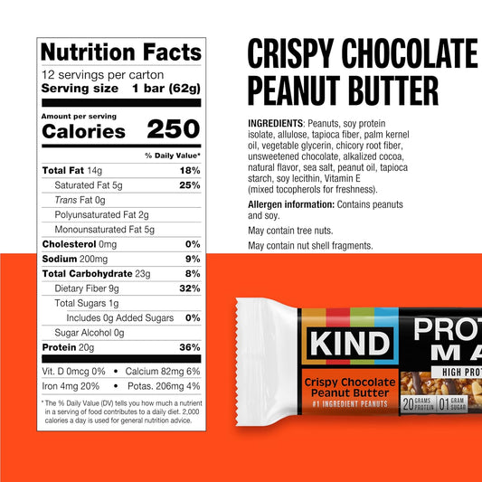 KIND_Protein_MAX_Crispy_Chocolate_Peanut_Butter_Snack_Bars,_20g_of_Protein,_Keto_Friendly,_1g_of_Sugar_Per_Bar,_Gluten_Free,_12_Count_Box