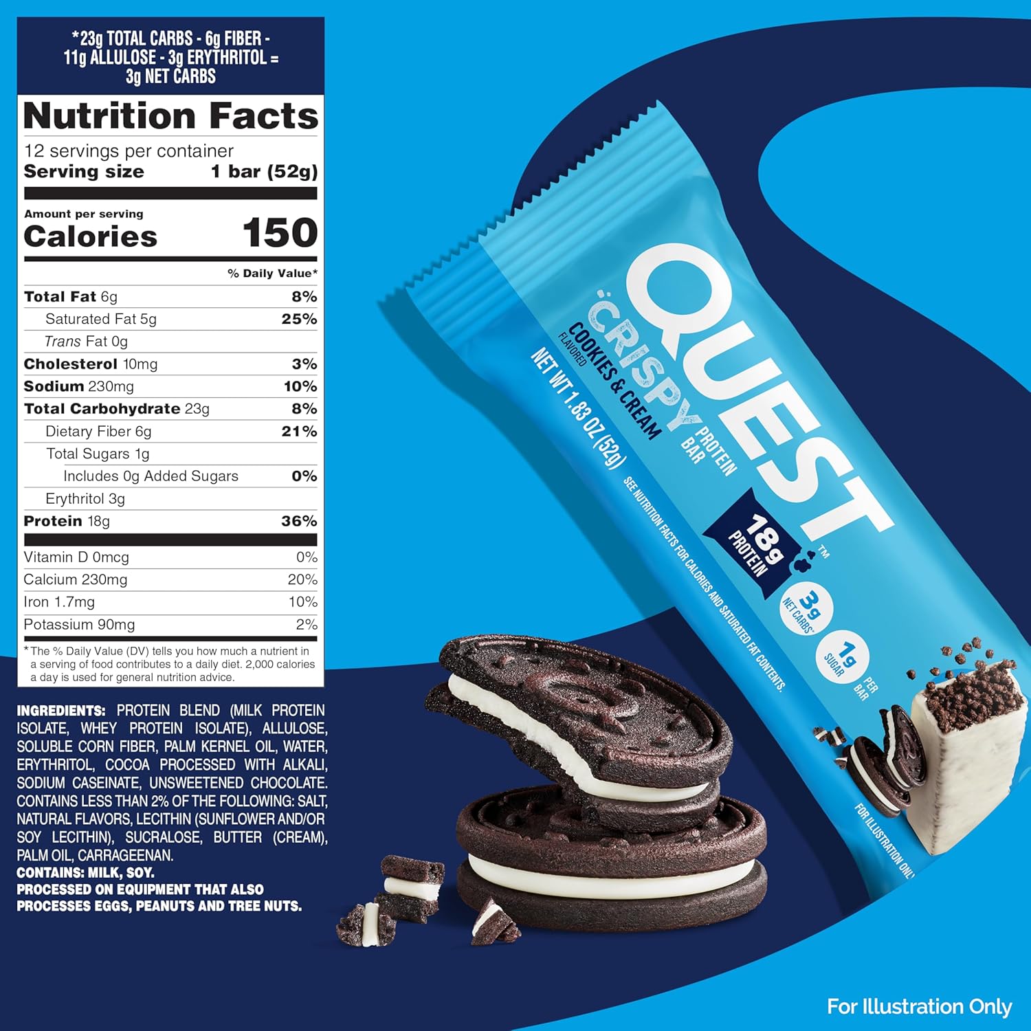 Quest_Nutrition_Crispy_Cookies_&_Cream_Hero_Protein_Bar,_18g_Protein,_1g_Sugar,_3g_Net_Carb,_Gluten_Free,_Protein_Snack,_Keto_Friendly,_12_Count