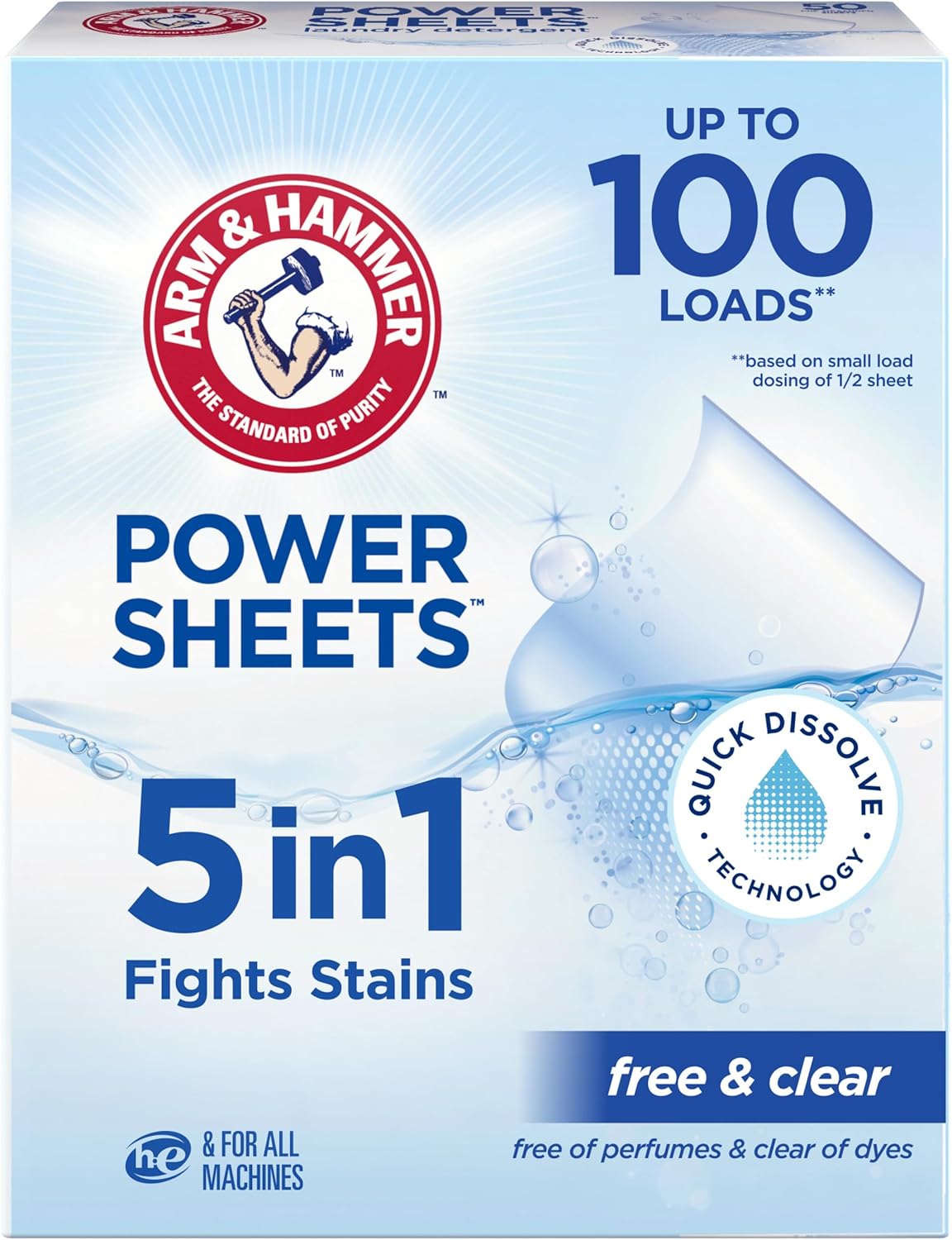 ARM_&_HAMMER_5in1_Power_Sheets_Laundry_Detergent,_Free_&_Clear,_50_Count,_up_to_100_Small_Loads