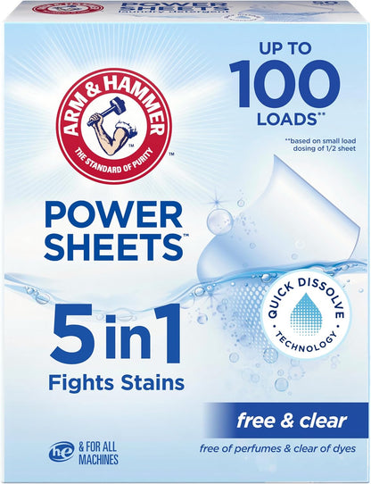 ARM_&_HAMMER_5in1_Power_Sheets_Laundry_Detergent,_Free_&_Clear,_50_Count,_up_to_100_Small_Loads