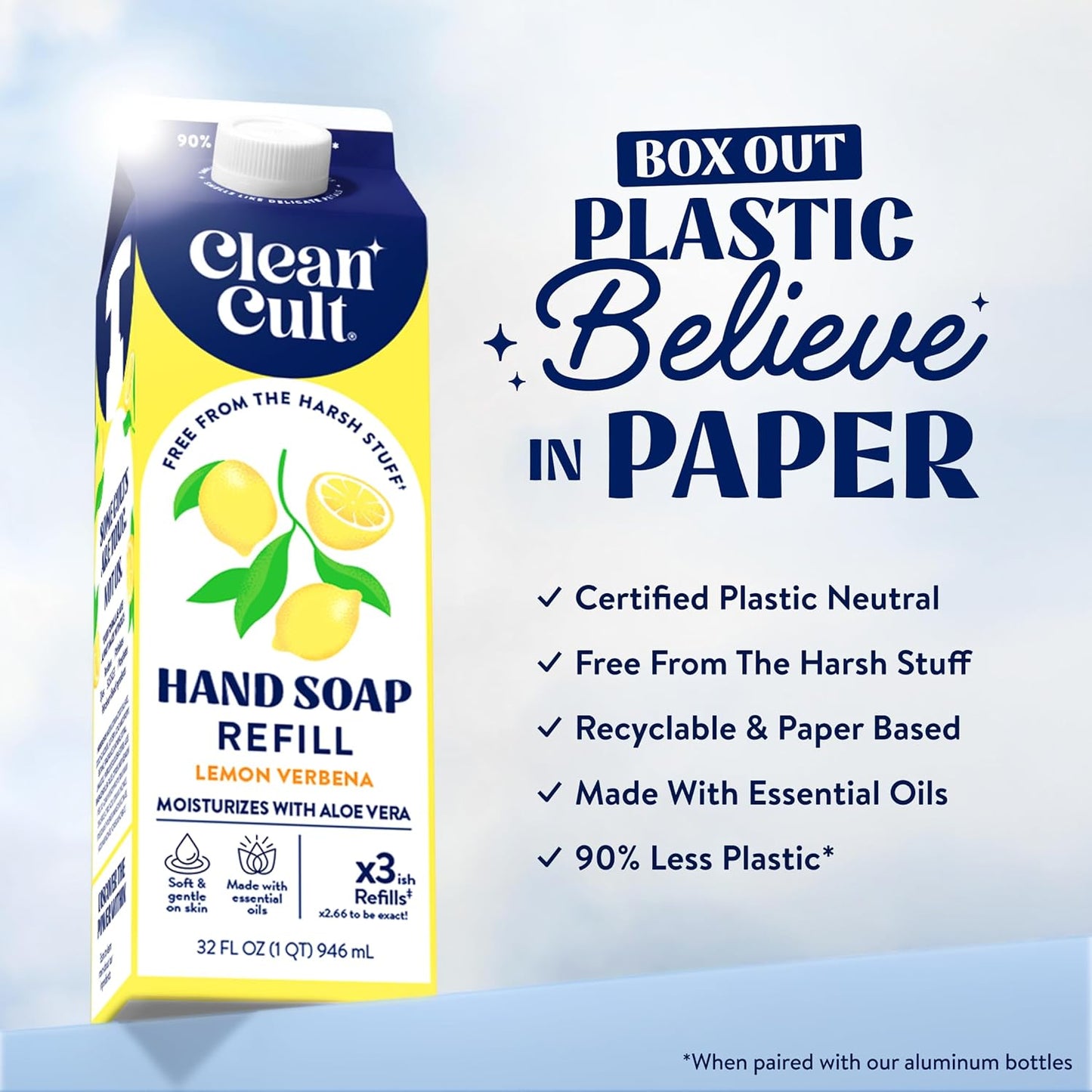 Cleancult_Liquid_Hand_Soap_Refill_-_Lemon_Verbena_-_Moisturizes_Dry_&_Sensitive_Skin_-_Made_with_Aloe_Vera_&_Essential_Oils_-_Eco_Friendly_-_Paper-Based_Packaging_-_32_oz/1_Pack