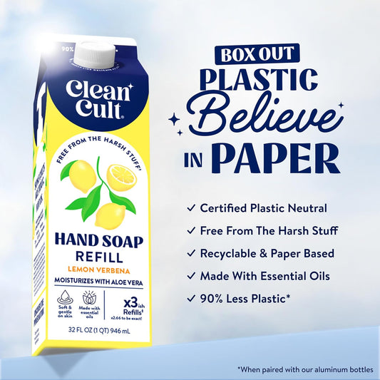 Cleancult_Liquid_Hand_Soap_Refill_-_Lemon_Verbena_-_Moisturizes_Dry_&_Sensitive_Skin_-_Made_with_Aloe_Vera_&_Essential_Oils_-_Eco_Friendly_-_Paper-Based_Packaging_-_32_oz/1_Pack