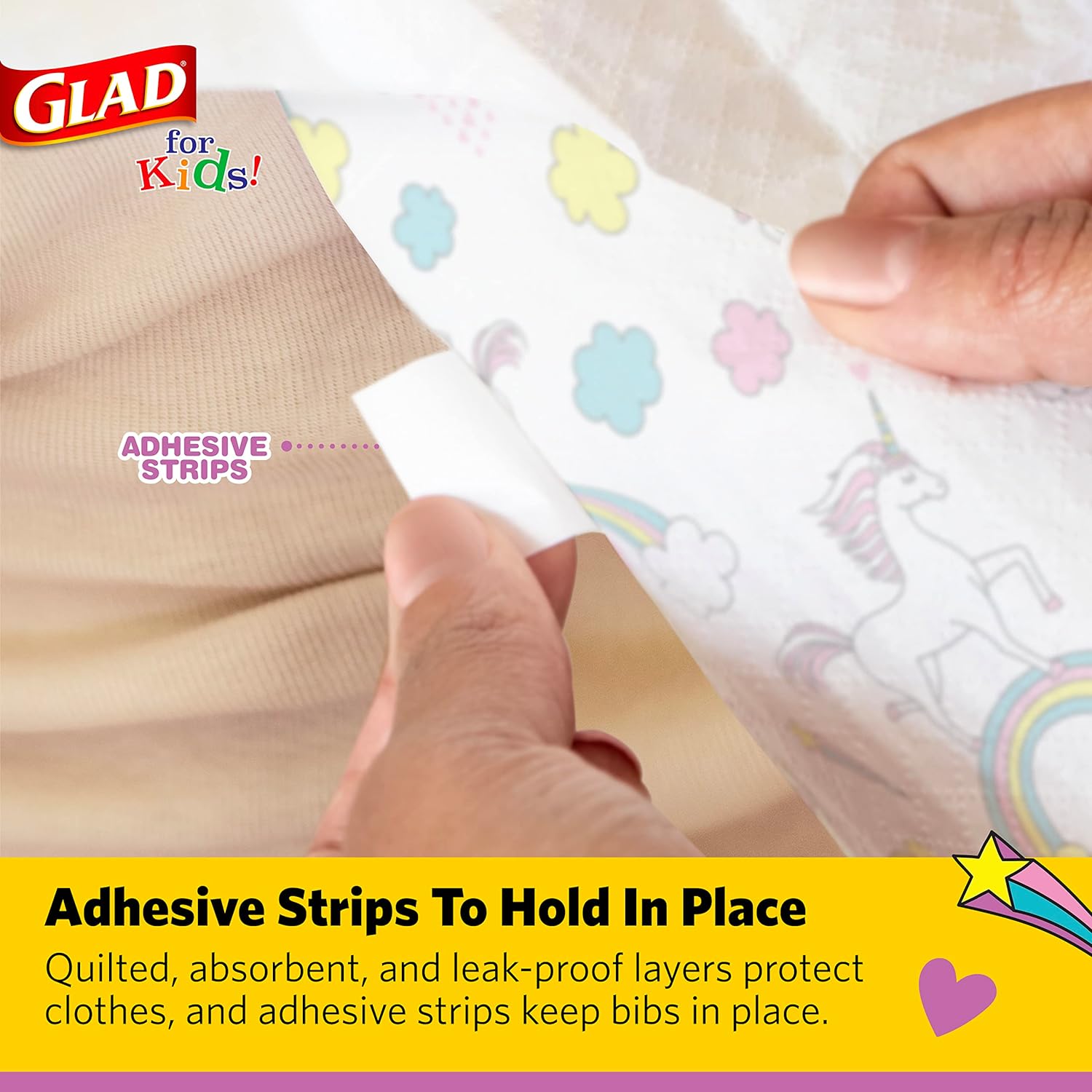 Glad_for_Kids_Unicorn_Disposable_Paper_Bibs_with_Crumb_Catcher,_Absorbent_Leakproof_Bibs_for_Toddlers_and_Babies,_Mess_Free_Feeding,_Crafts,_Parties,_and_Travel_Use,_30_Count
