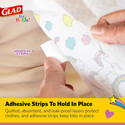 Glad_for_Kids_Unicorn_Disposable_Paper_Bibs_with_Crumb_Catcher,_Absorbent_Leakproof_Bibs_for_Toddlers_and_Babies,_Mess_Free_Feeding,_Crafts,_Parties,_and_Travel_Use,_30_Count