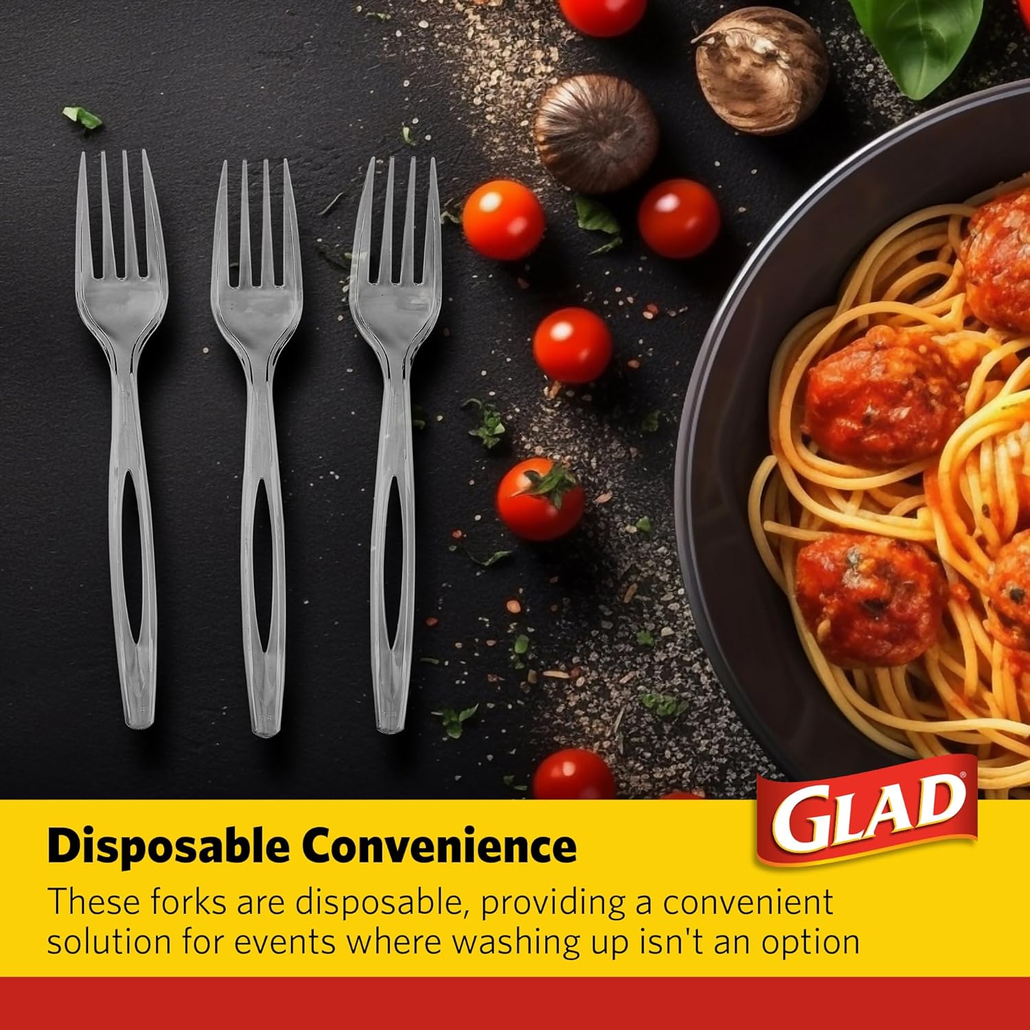 Glad_Clear_Heavy_Duty_Plastic_Forks,_Reduced-Plastic_Open_Handle,_Break-Resistant_Disposable_or_Top-Rack_Reusable_Cutlery_for_Parties,_Camping_&_Everyday_Meals,_Standard_Size,_70_Count
