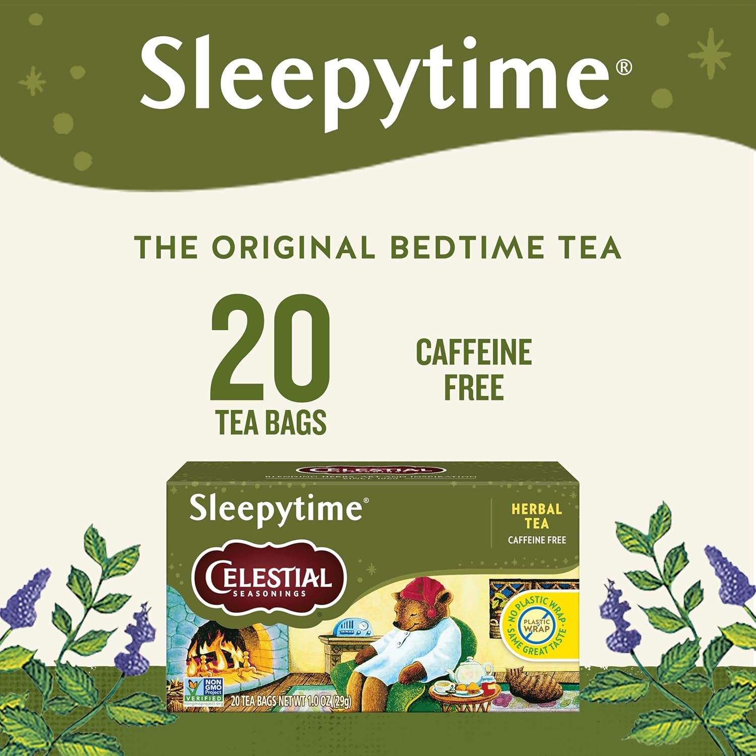 Celestial_Seasonings_Sleepytime_Herbal_Tea,_Caffeine_Free,_20_Tea_Bags_Box_(Pack_of_6)