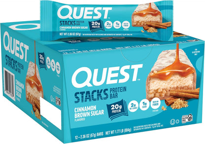 Quest_Nutrition_Stacks_Protein_Bars,_Cinnamon_Brown_Sugar,_20g_Protein,_2g_Net_Carbs,_1g_Sugar,_High_Fiber,_Low_Sugar,_Gluten_Free,_12_Count