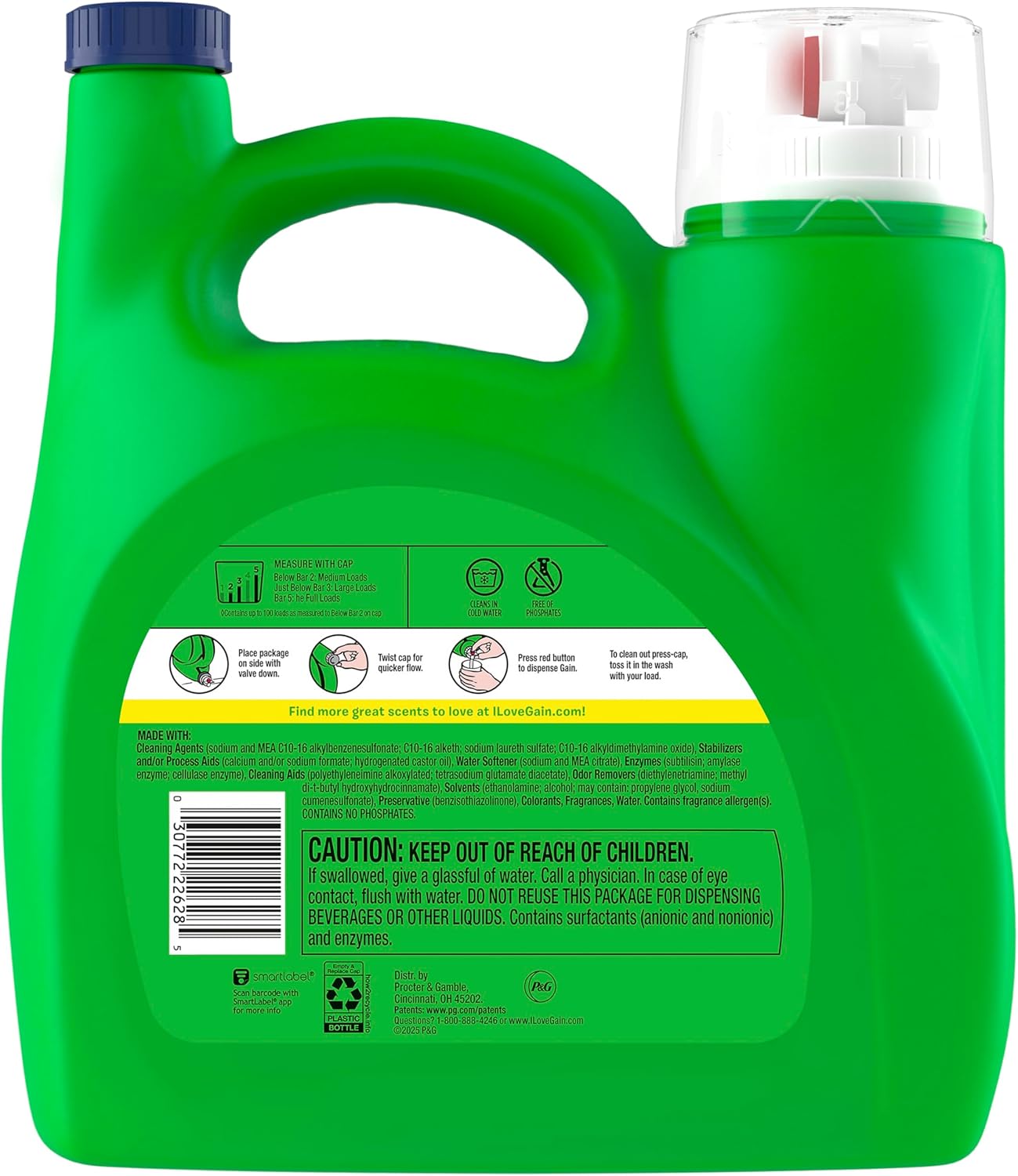 Gain_Liquid_Laundry_Detergent,_With_Odor_Defense,_Happy_Hibiscus_Scent,_Laundry_Soap_For_HE_Washing_Machines,_132_fl_oz,_100_Loads_(Packaging_May_Vary)
