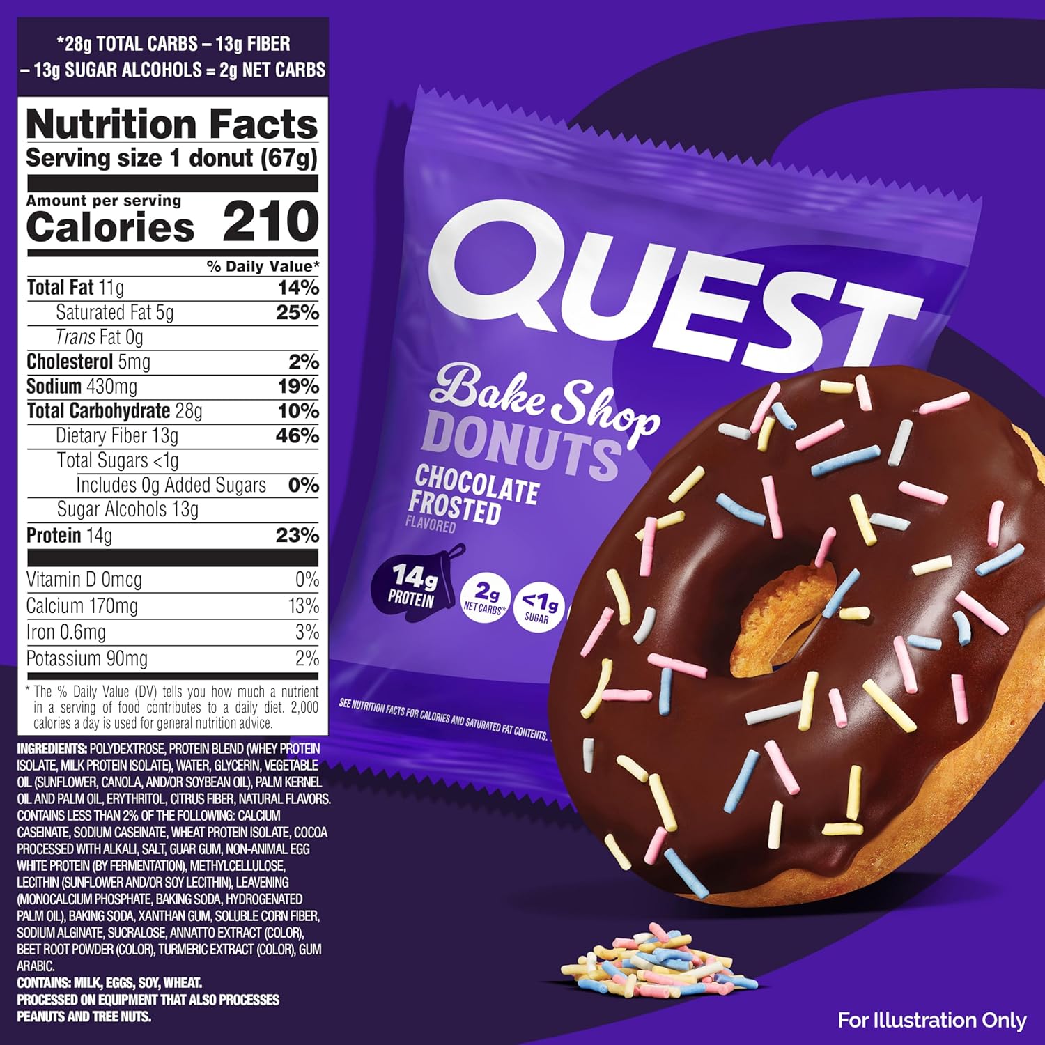 Quest_Nutrition_Bake_Shop,_Chocolate_Frosted_Donuts,_14g_Protein,_Less_than_1g_Sugar,_Protein_Snack,_Low_Sugar,_9_Count