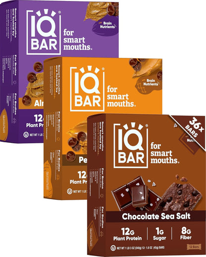 IQBAR_Clean_Plant_Protein_Bars_-_Chocolate_Lovers_Variety_-_36_Count_-_Keto,_Vegan,_High_Fiber,_Gluten_and_Dairy_Free,_Low_Sugar_Snack_-_Brain_and_Body_Nutrients_for_Focus,_Energy,_Meal_Replacement