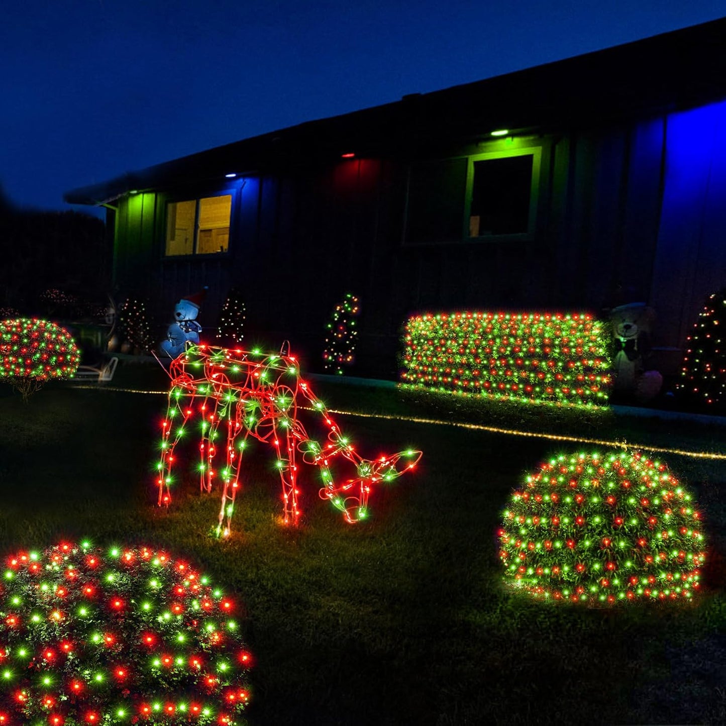 WBao_Christmas_Net_Lights,_360LED_11.5ft_x_6.9ft_Christmas_Lights_with_8_Modes,_Timer,_End_to_End_Connectable,_Waterproof_Design_for_Lawn,_Bushes,_Trees_Outdoor_Xmas_Decorations,_Red_Green