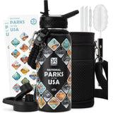Insulated Water Bottle | Thickened Stainless Steel Vacuum Metal | Portable Sports Half Gallon Large Water Jug for Gym and Hiking with Straw, Carrier Bag, Handle Strap | BPA-Free 64 oz