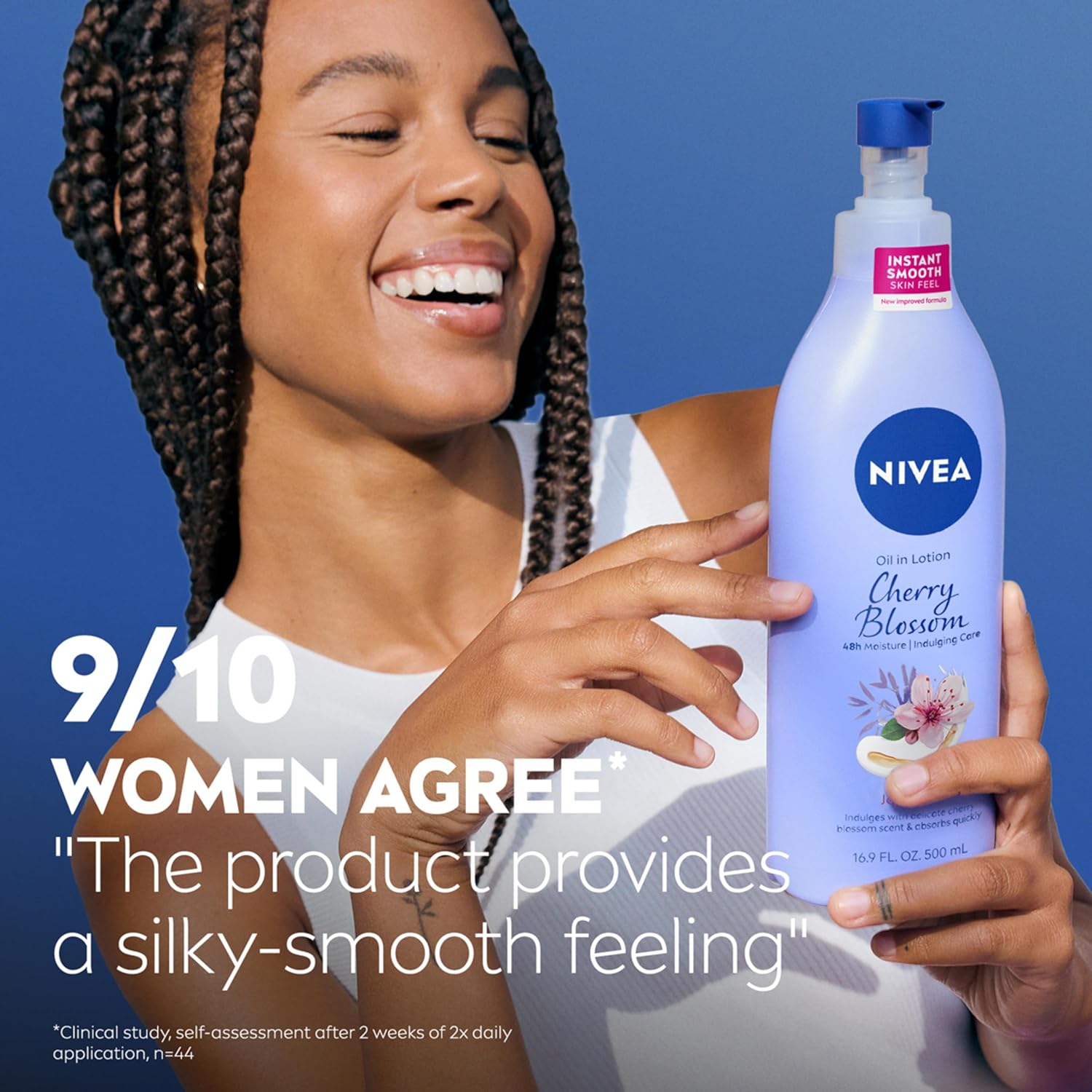 NIVEA_Oil_Infused_Cherry_Blossom_and_Jojoba_Oil_Body_Lotion_for_Women,_Fast-Absorbing_and_Non-Greasy_Cherry_Blossom_Scented_Lotion_Moisturizes_for_48_Hours,_16.9_Fl_Oz_Pump_Bottle