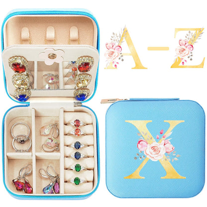 jekiinova Travel Jewelry Box Jewelry Holder Organizer Box w Mirror, Travel Essentials Ring Necklace Earring Jewelry Holder Organizer Preppy Stuff Graduation Gifts for Her Great Teacher Gifts (X)