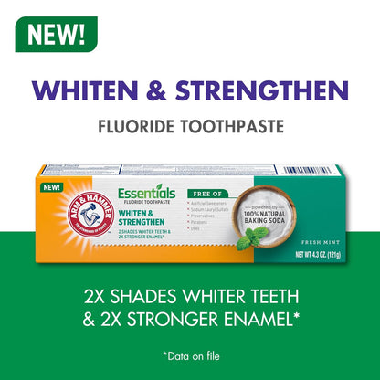 ARM_&_HAMMER_Essentials_Whiten_&_Strengthen_Fluoride_Toothpaste-4_Pack_of_4.3oz_Tubes,_Fresh_Mint-_100%_Natural_Baking_Soda-_Fluoride_Toothpaste