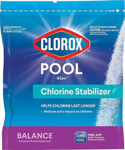 Clorox®_Pool&Spa™_Swimming_Pool_Chlorine_Stabilizer,_Helps_Chlorine_Last_Longer,_Saltwater_Pool_Compatible,_4LB_(Pack_of_1)