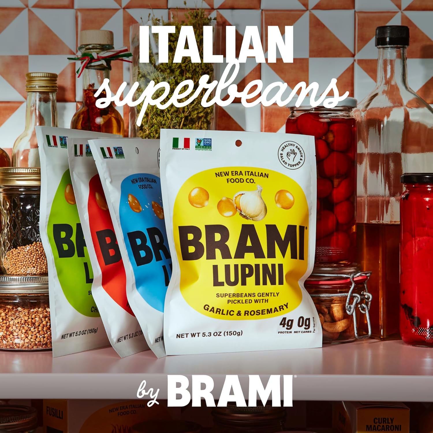 BRAMI_Lupini_Beans_Snack,_Garlic_&_Rosemary,_7g_Plant_Based_Protein,_0g_Net_Carbs,_Vegan,_Vegetarian,_Keto,_Mediterranean_Diet,_Non_Perishable,_5.3_Oz
