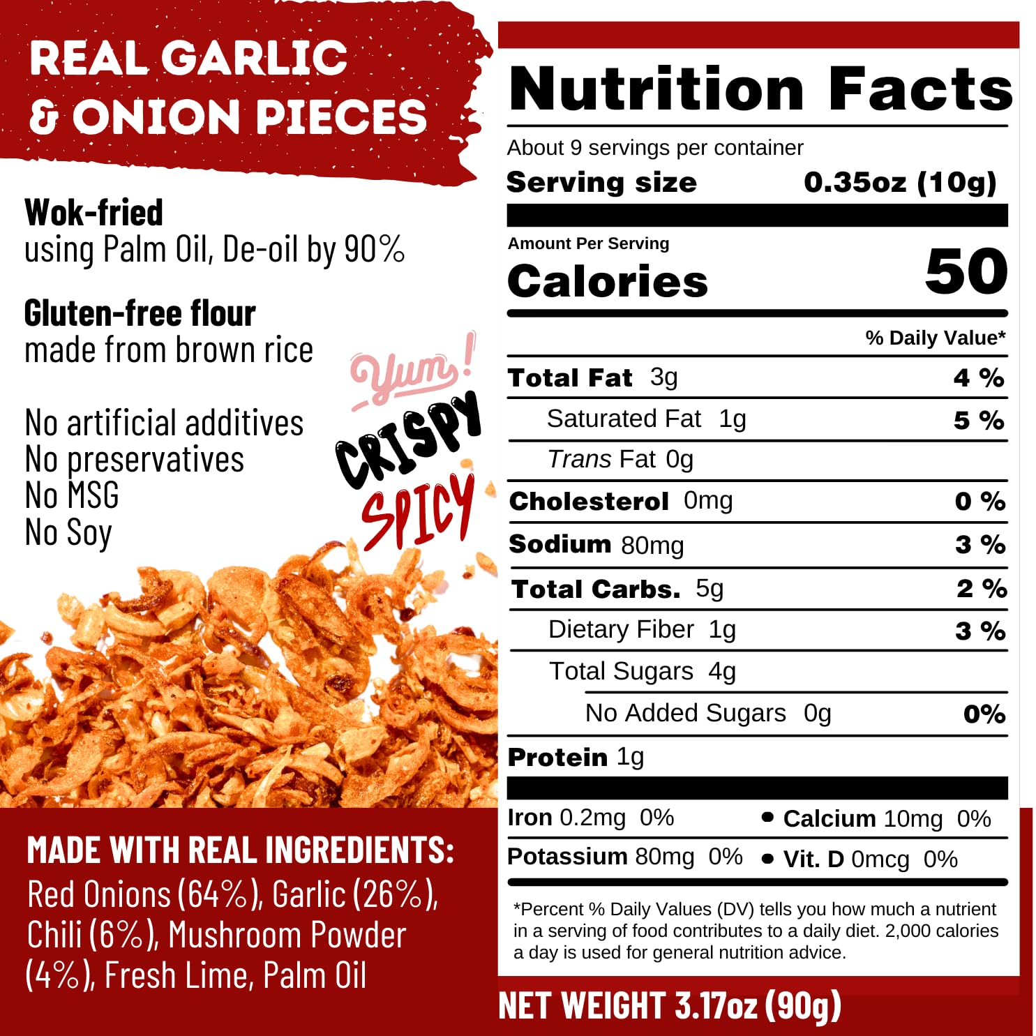 MaeMai_Medium_Spice_(SPICY)_-_Crispy_Onions_&_Garlic_Flakes_-_Crunchy_All-Purpose_Seasoning,_Keto,_Salad_Toppings,_Fried_Onions_-_Ramen,_Rice_Seasoning,_Vegan,_Gluten-free_|_3.17oz_(90g)