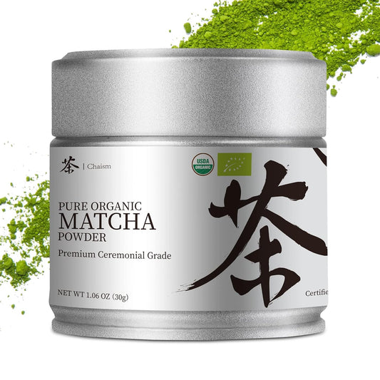 Chaism_Ceremonial_Grade_Matcha_Green_Tea_Powder_-_Premium_First_Harvest_USDA_Organic_Gluten-Free_Vegan,_100%_Pure_Unsweetened_No_Additives,_1.06oz_Tin