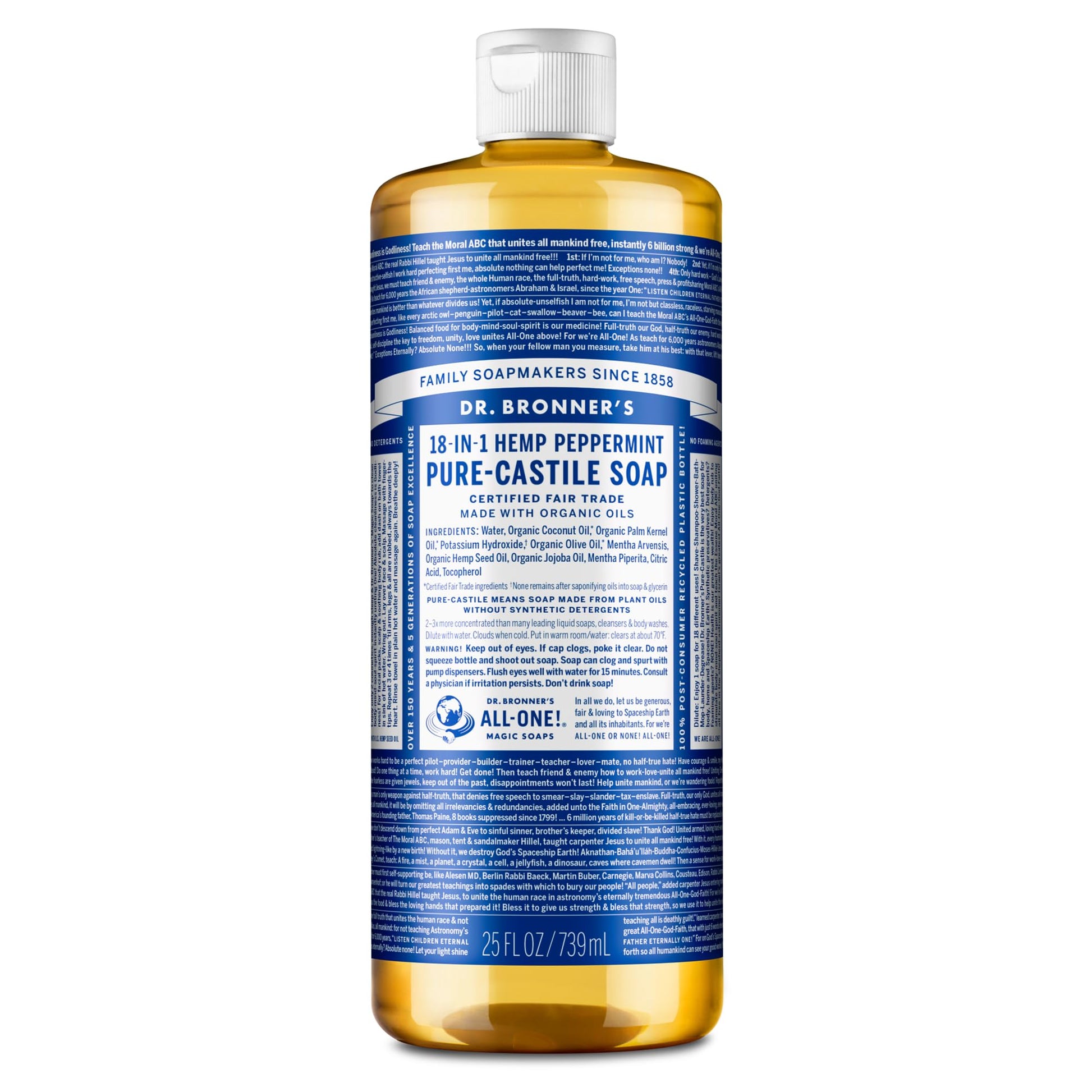 Dr. Bronner&amp;#39;s Hemp Peppermint Pure Castile Oil Made with Organic Oils Certified - 25 Oz, 1count